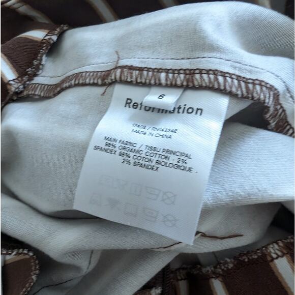 Reformation Marlon Brown Striped High-rise Cropped Straight Leg Pants, size 6 - Picture 8 of 9